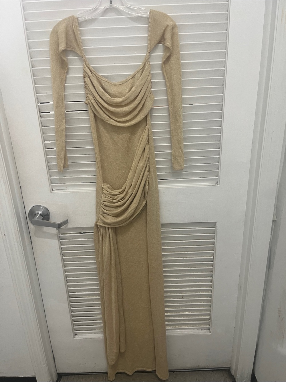 Meshki Champagne Twist-Front Long Sleeve Maxi Dress - Picture 5 of 6